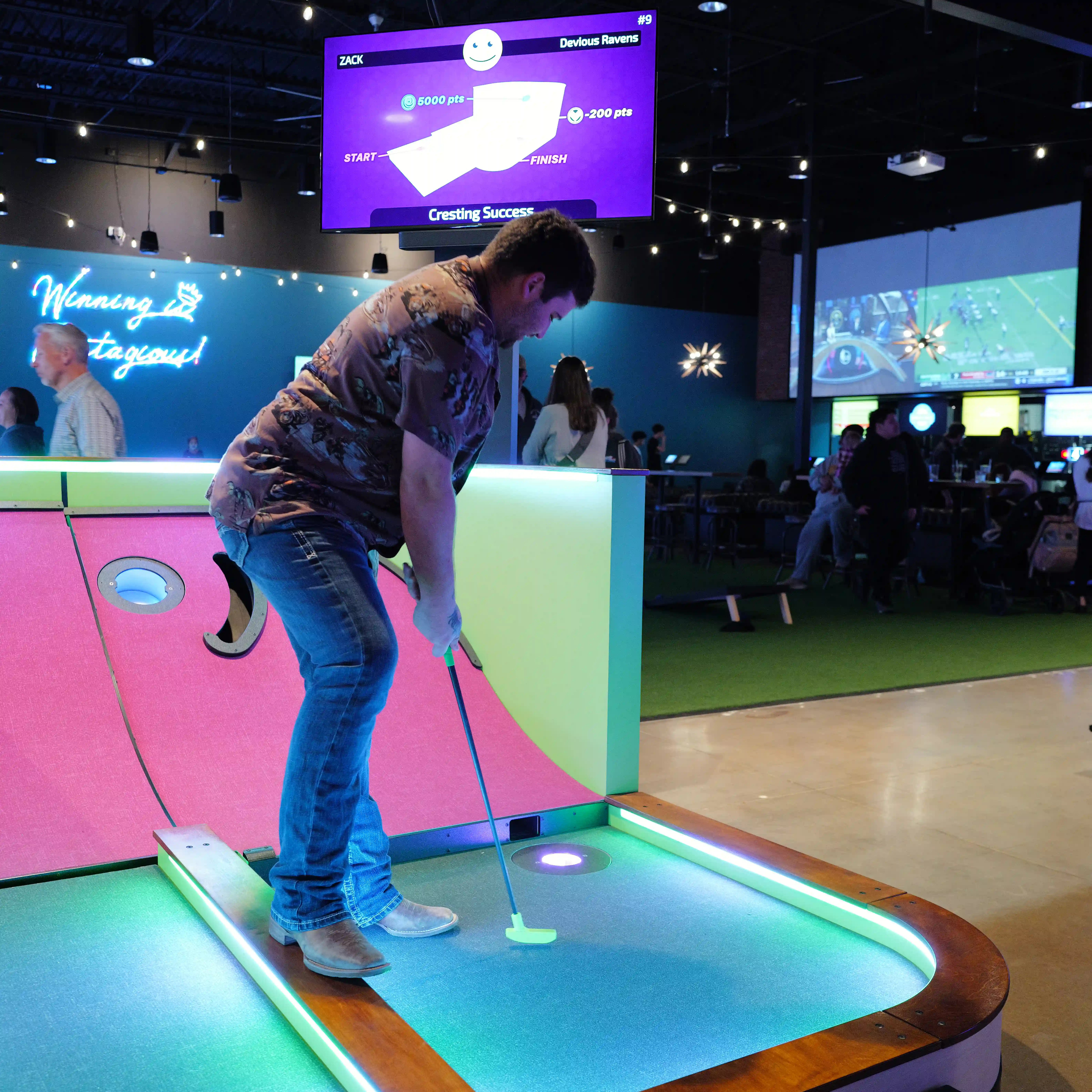 Indoor mini golf course